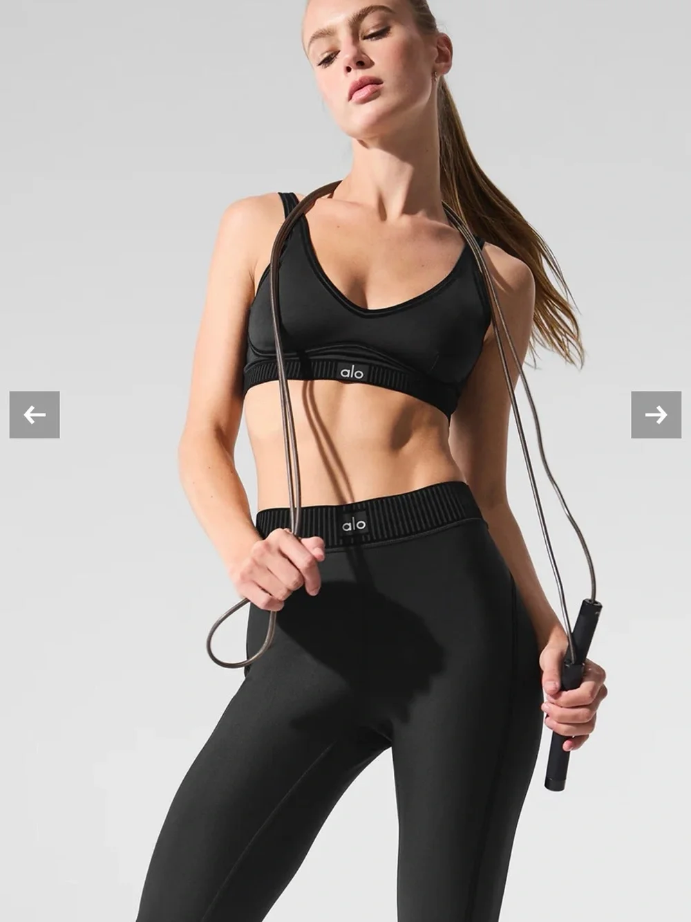 Alo Airlift Black Sports Bra and Leggings Set